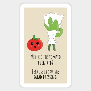 Why did the tomato turn red? - Funny vegetable joke Sticker